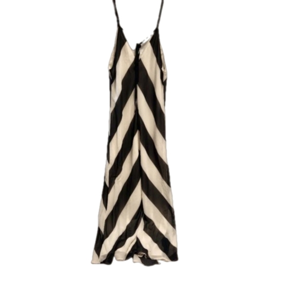 NWOT Christopher John Rogers Black White Striped maxi slip  dress sz 12 - Picture 4 of 11